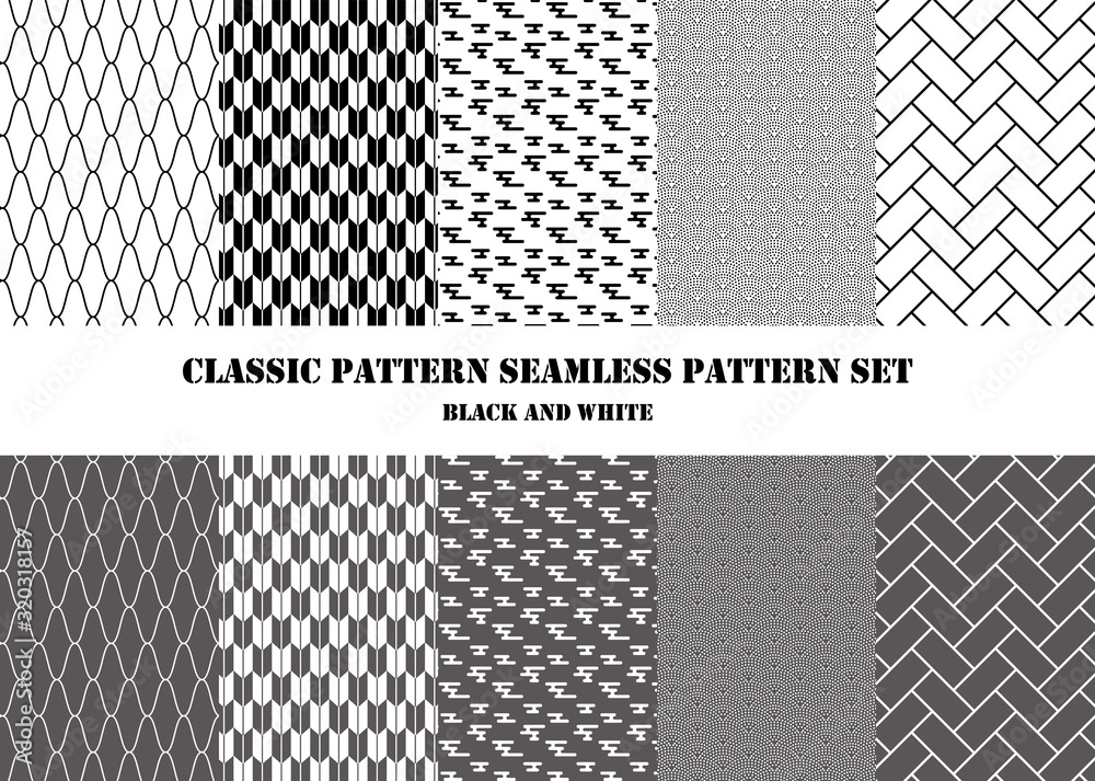 Classic-pattern-seamless-pattern-set(Black-and-white)