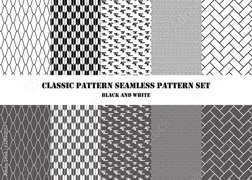 Classic-pattern-seamless-pattern-set(Black-and-white)