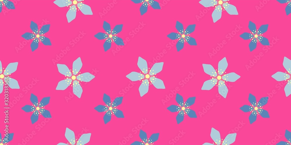 Bright easter pattern with spring flowers. Summer colors. Pink, fuchsia and blue.. Bright easter pattern with spring flowers. Summer colors. Pink, fuchsia and blue..