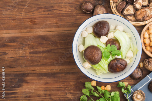 Mushroom and scallop soup with mustard