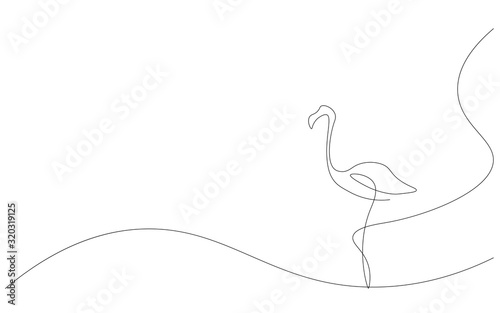 Flamingo animal one line drawing vector illustration