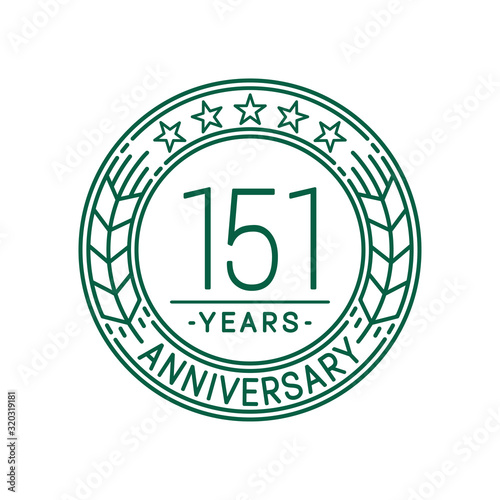 151 years anniversary celebration logo template. Line art vector and illustration.