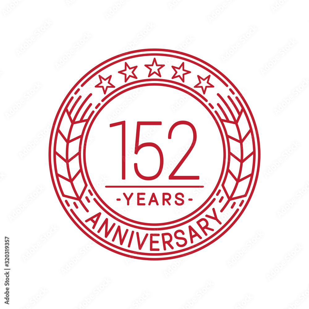 152 years anniversary celebration logo template. Line art vector and illustration.