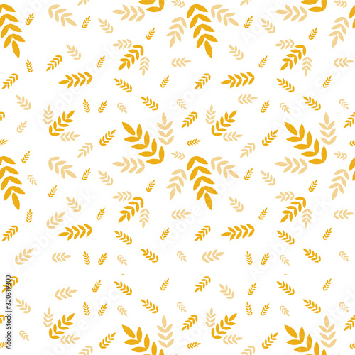 Autumn pattern with yellow leaves  wheat