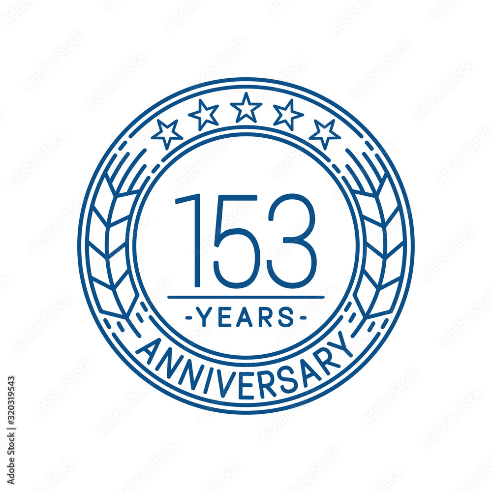 153 years anniversary celebration logo template. Line art vector and illustration.