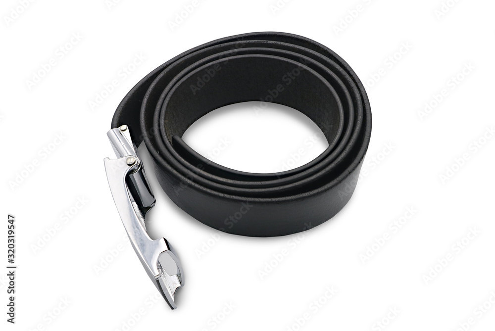 Old Black leather belt isolated on white background with clipping path. Old Black leather belt isolated on white background with clipping path.