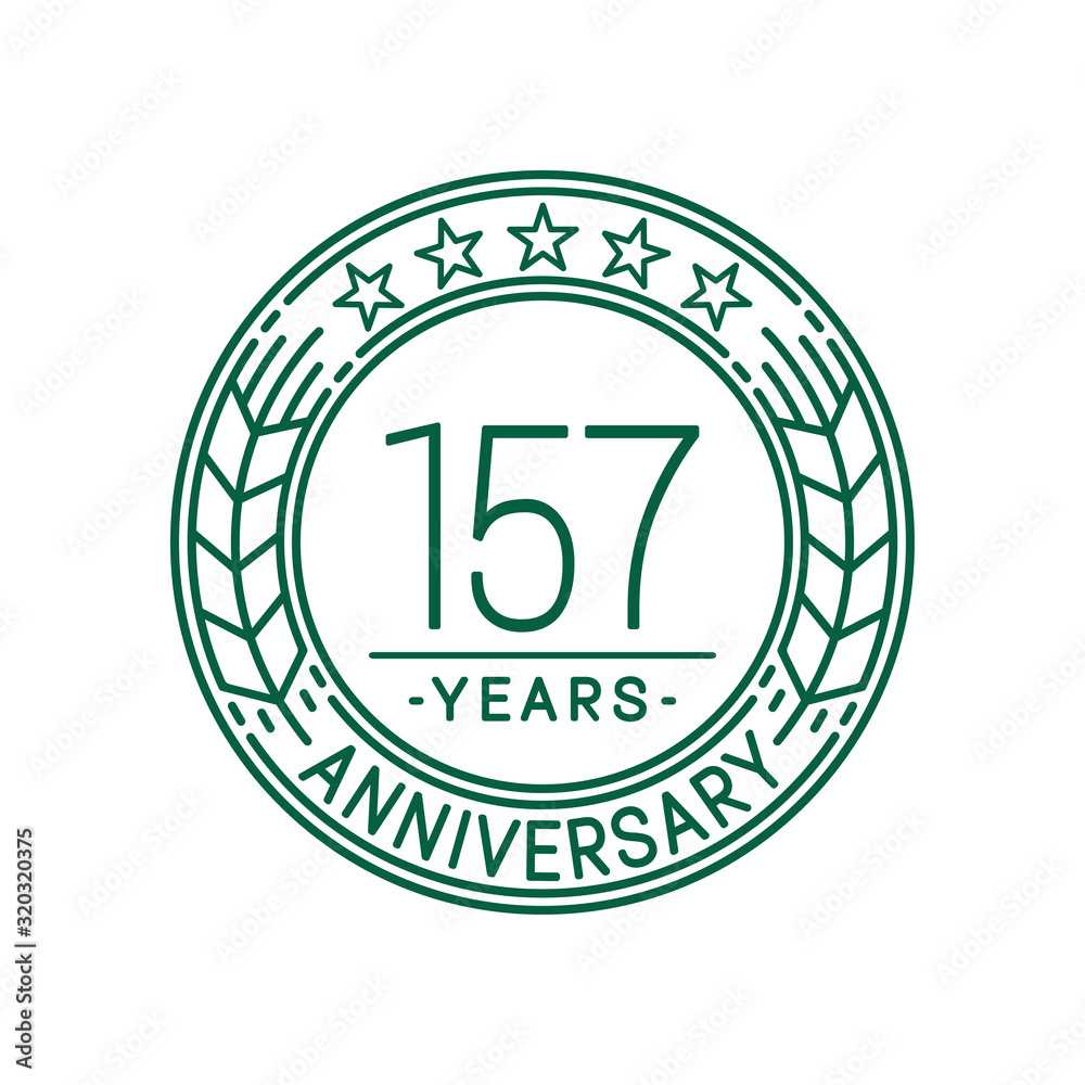 157 years anniversary celebration logo template. Line art vector and illustration.