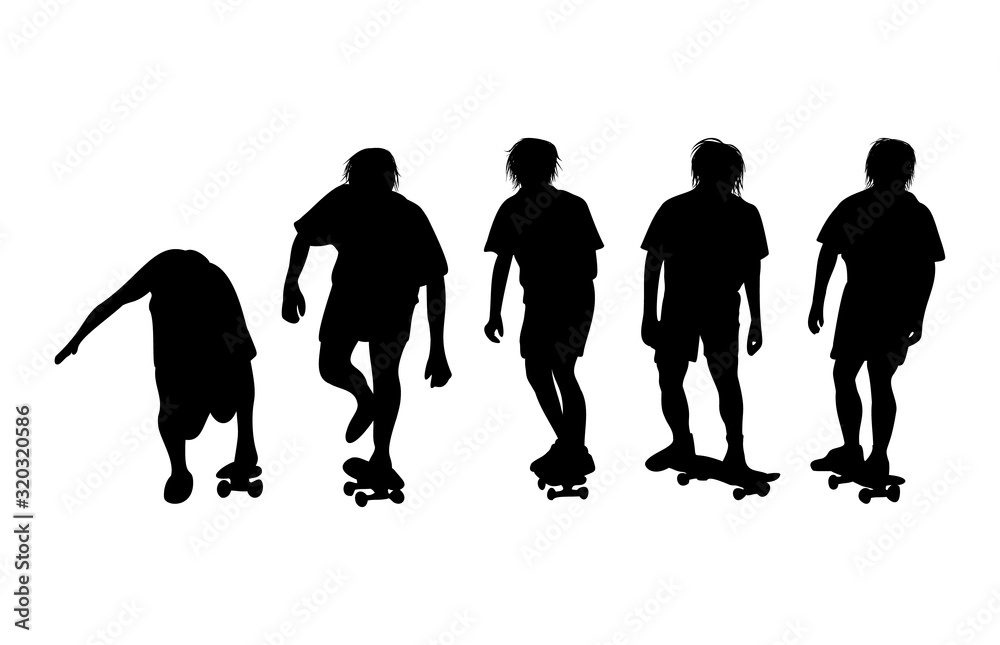 Obraz premium silhouette black and white of man playing skateboard