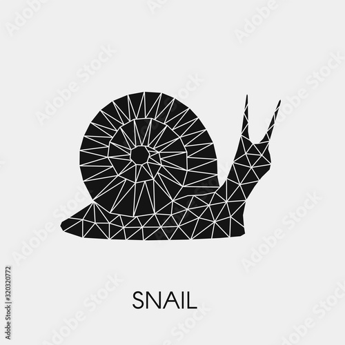 Geometric polygonal snail. Abstract animal. Vector illustration. Snail template.	