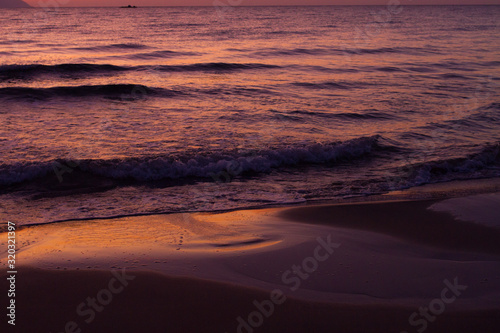 waves, sunset on the beach, part of the sea