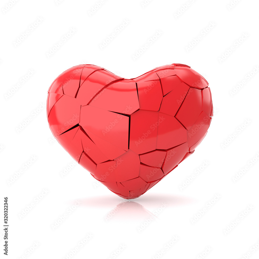 Broken heart background. 3D rendering.