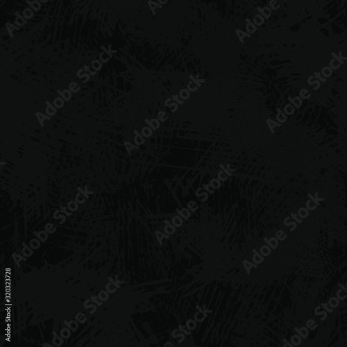 Vector seamless pattern in black colors with hand drawn elements of dry brush stroke. Dark monochrome design for textile, wrapping paper.