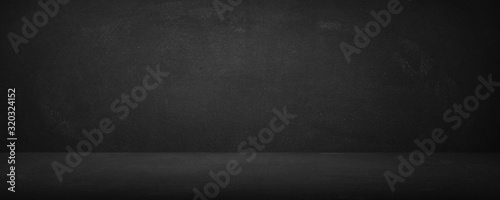 horizontal black board and dark chalkboard studio background for showroom for showing product