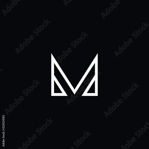 Outstanding professional elegant trendy awesome artistic black and white color M MM MV VM initial based Alphabet icon logo.
