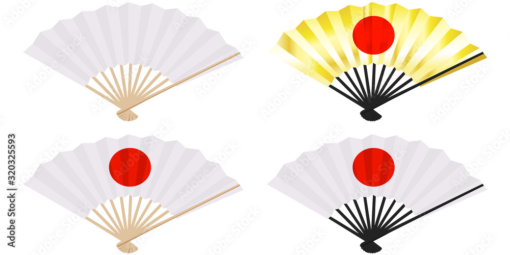 イラスト素材 扇子 せんす 日の丸 金色 黒色 ベクター Stock Vector Adobe Stock