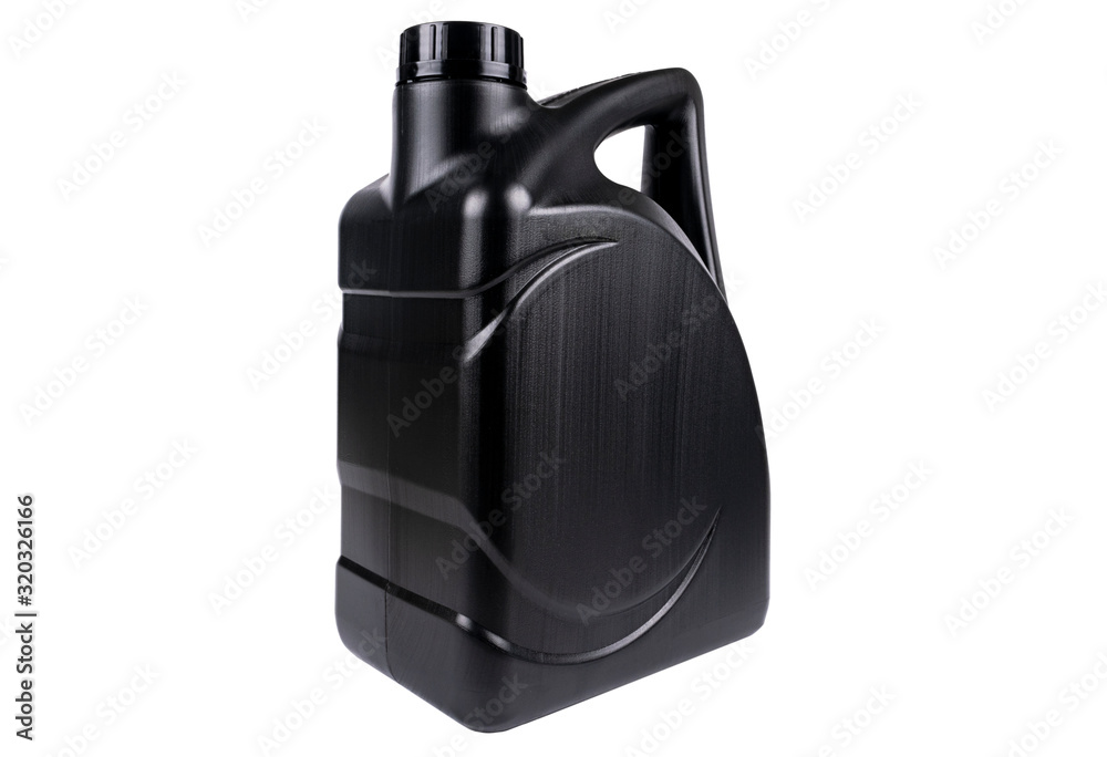 New black plastic oil canister isolated on white background with clipping path. Storage Tank. Canister for gasoline, diesel, gas. Plastic canister for technical liquids isolated over white New black plastic oil canister isolated on white background with clipping path. Storage Tank. Canister for gasoline, diesel, gas. Plastic canister for technical liquids isolated over white