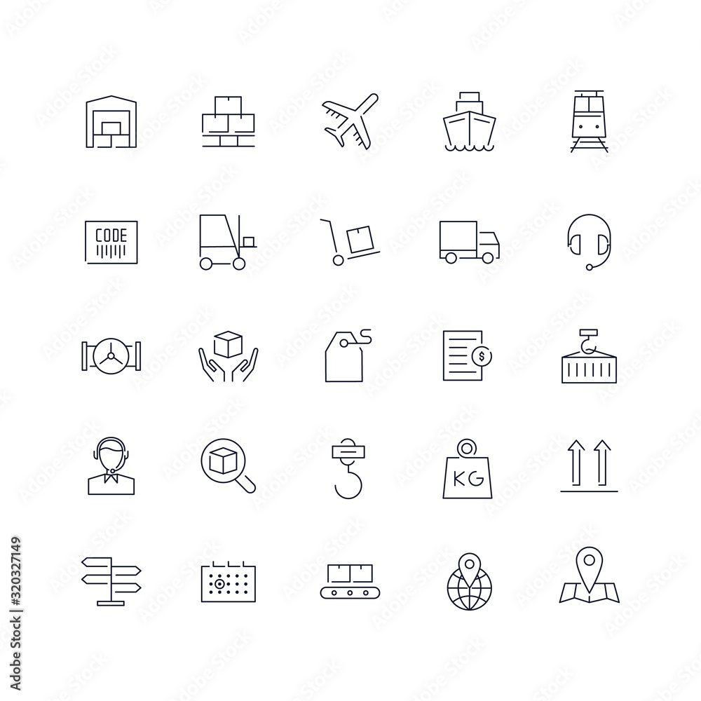 Line icons set. Logistics pack. Vector batch Line icons set. Logistics pack. Vector batch