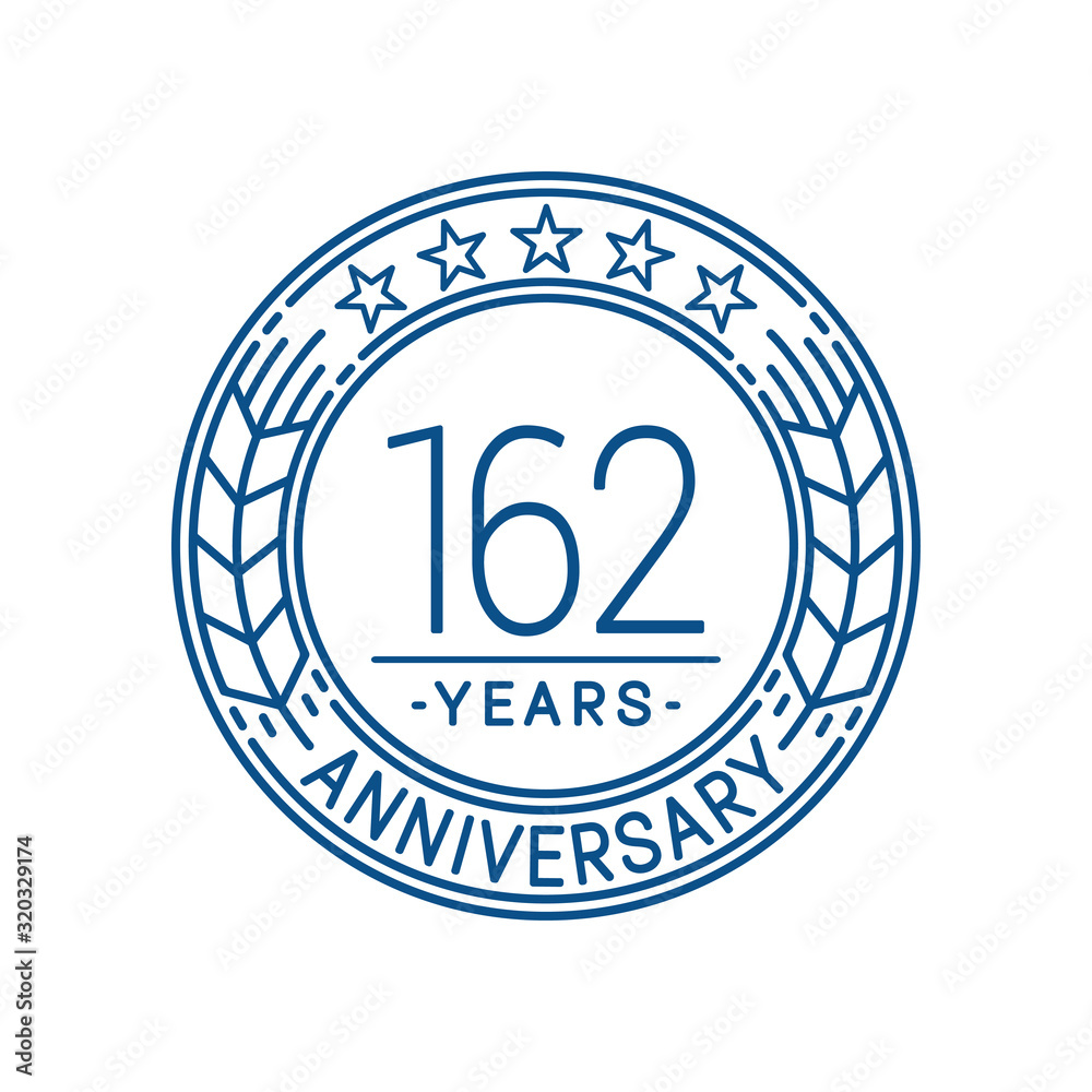 162 years anniversary celebration logo template. Line art vector and illustration.