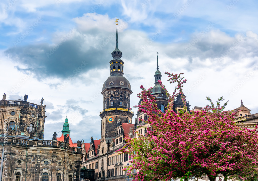 Naklejka premium Towers of Dresden Castle in spring, Germany