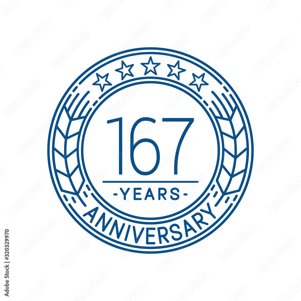 167 years anniversary celebration logo template. Line art vector and illustration.