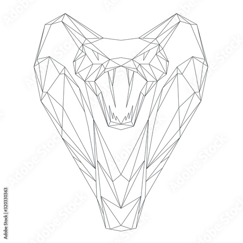 Vector background - polygonal cobra isolated on white background
