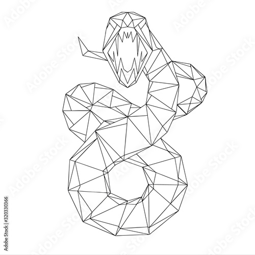 Vector background - polygonal snake isolated on white background