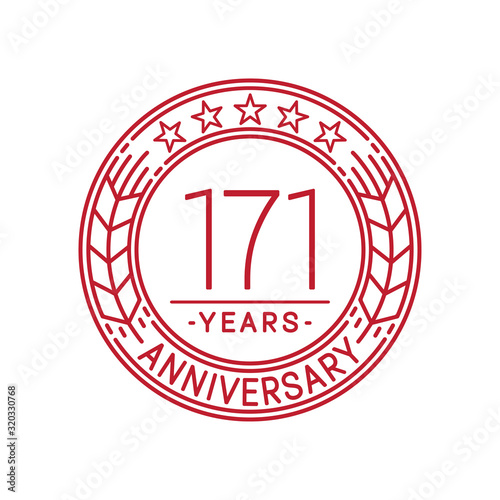 171 years anniversary celebration logo template. Line art vector and illustration.