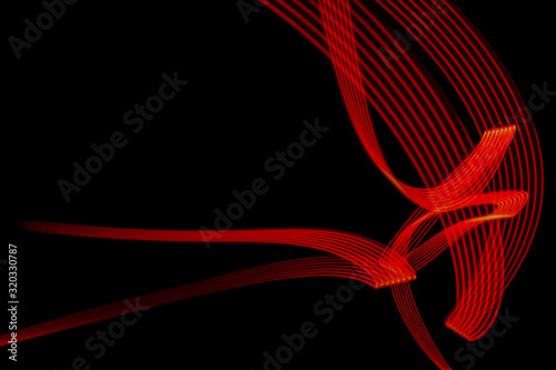 Czarne tło, czerwone linie, led lines photo