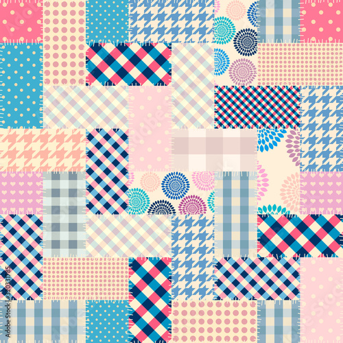 Patchwork textile pattern. Seamless quilting design background.