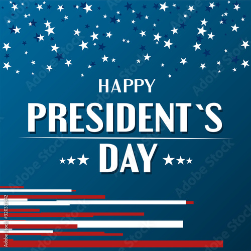 Happy President's day poster design with USA flag colors. Vector Illustration