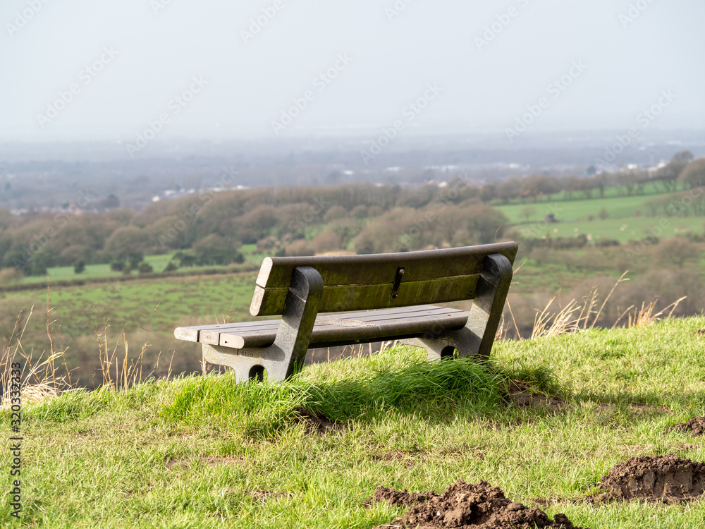 bench in the park over looking country side Lancashire bench in the park over looking country side Lancashire