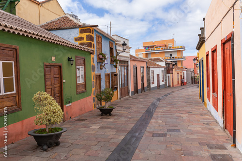 Beautiful colorful streets of old colonial town in Los Llanos de Aridane in La Palma Island, Canary Islands, Spain. photo