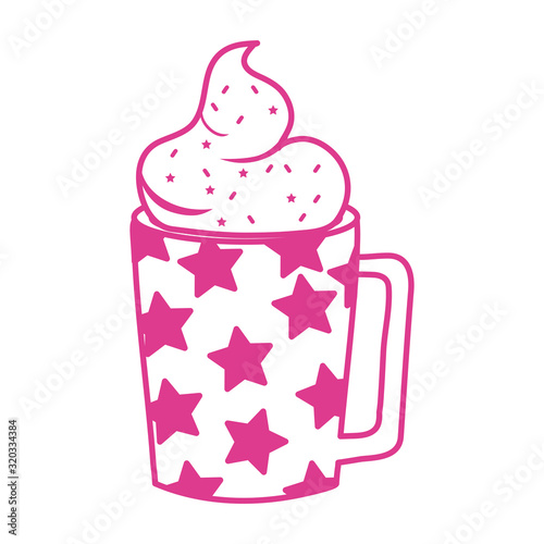 cream in ceramic mug with stars