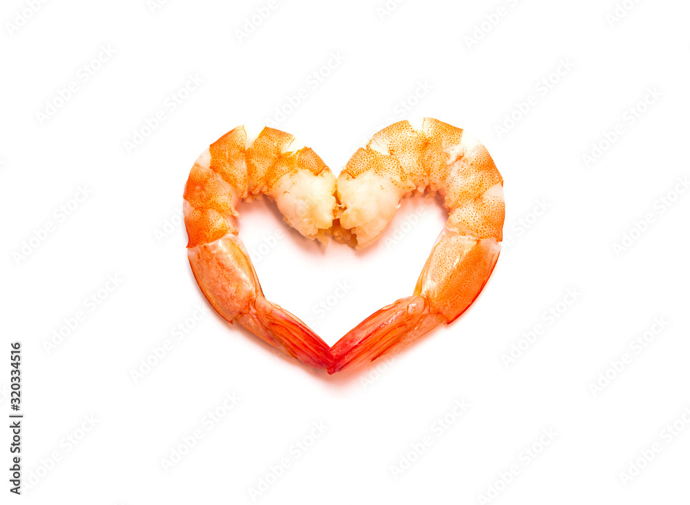 Cooked shrimp isolated on a white background. Food and object. Cooked shrimp isolated on a white background. Food and object.