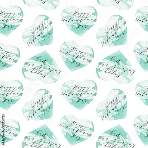 Seamless watercolor hearts pattern. Creative abstract texture for wedding invitation, card for Valentine's Day © Tatyana