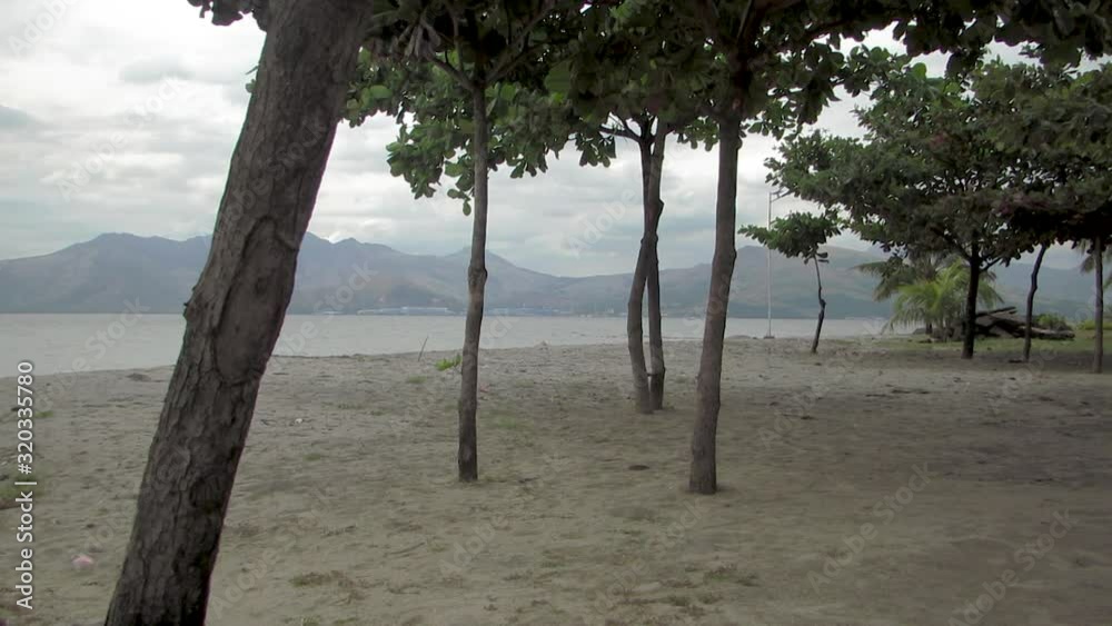 View of a beach with trees and mountain in the background, SBMA, Philippines View of a beach with trees and mountain in the background, SBMA, Philippines