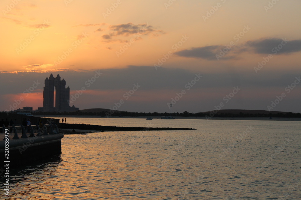 Sunset on the sea Abu Dhabi Beach, UAE