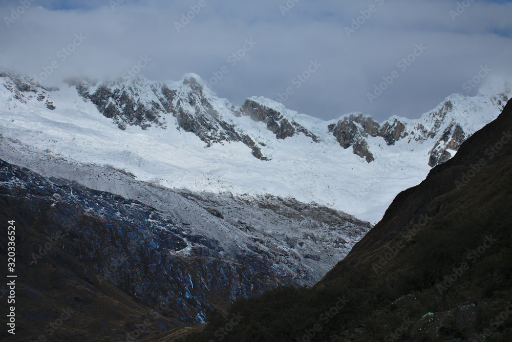 Landscape of glacier ice mountains in Huascaran National Park