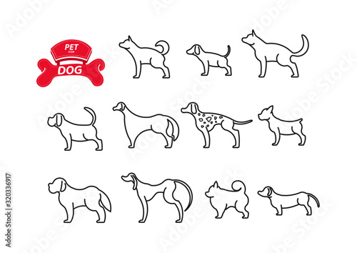 Dog icon line set