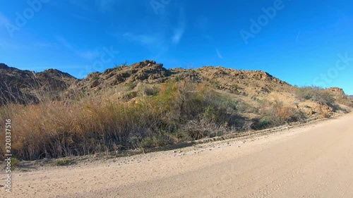 Drivers POV driving through Mittry Lake Wildlife Area - Yuma Arizona