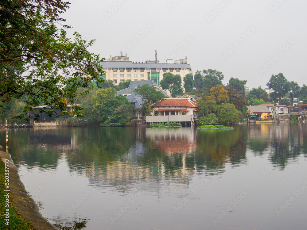 View of the Hoan Kiem Lake in Hanoi, Vietnam