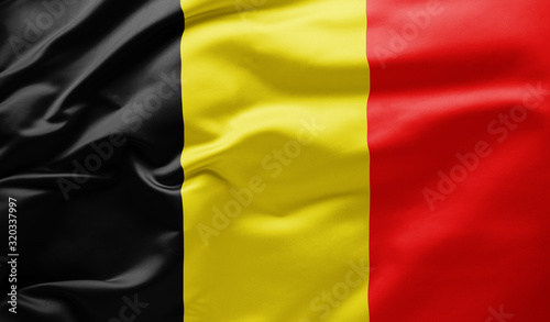 Waving national flag of Belgium
