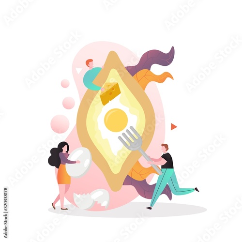 Georgian traditional cuisine, vector concept for web banner, website page