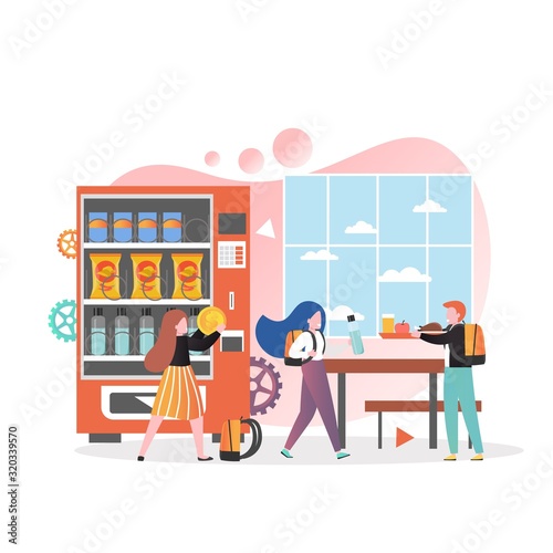 School canteen vending machine vector concept for web banner, website page