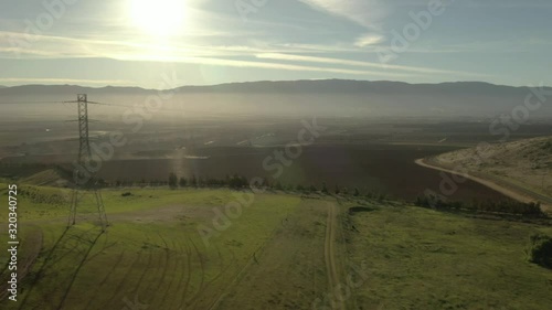 Wallpaper Mural Pan shot of overlooking power lines and fields Torontodigital.ca