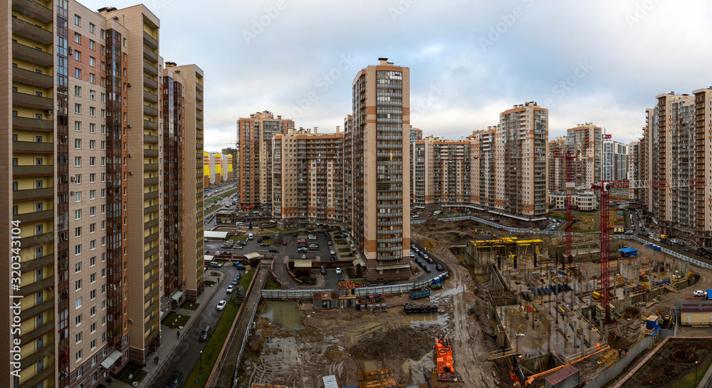 Multi-storey buildings of a residential complex in the Primorsky district of St. Petersburg