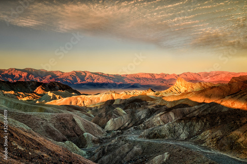Zabriskie Point, sunrise, sun, Death Valley