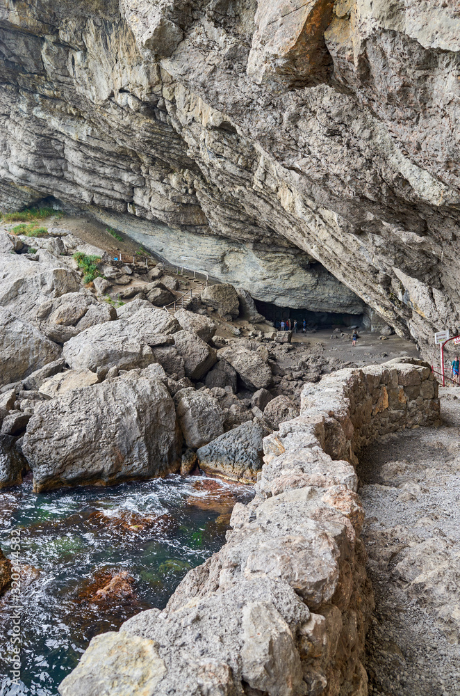 Golitsyn Grotto, a tourist route in the mountains of the southern coast of Crimea, Novyi Svet Village, Republic of Crimea