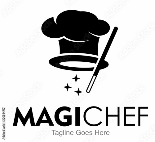 magic chef logo design vector isolated on white background
