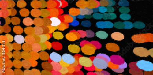 Large watercolor paint strokes on canvas. Simple modern art drawing. Multicol...
